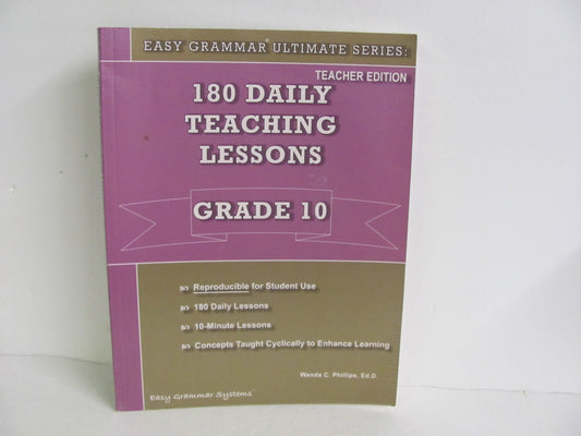 180 Daily Teaching Lessons Easy Grammar Phillips 10th Grade Language Textbooks