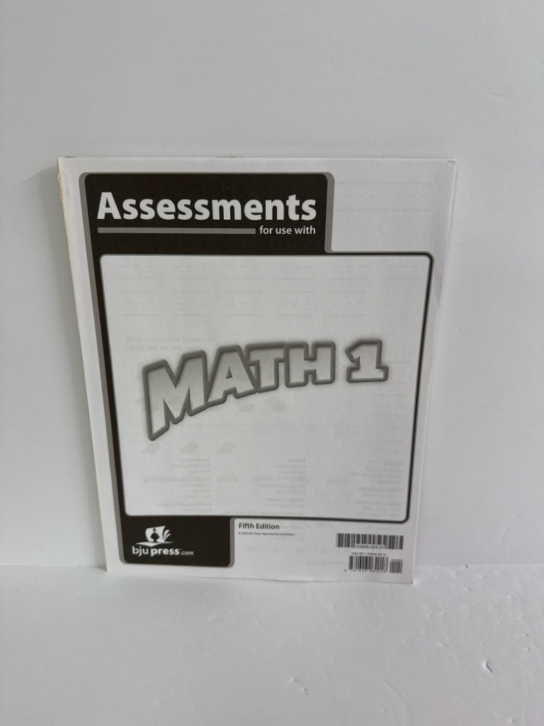 Math 1 BJU Press Assessments Pre-Owned 1st Grade Mathematics Textbooks