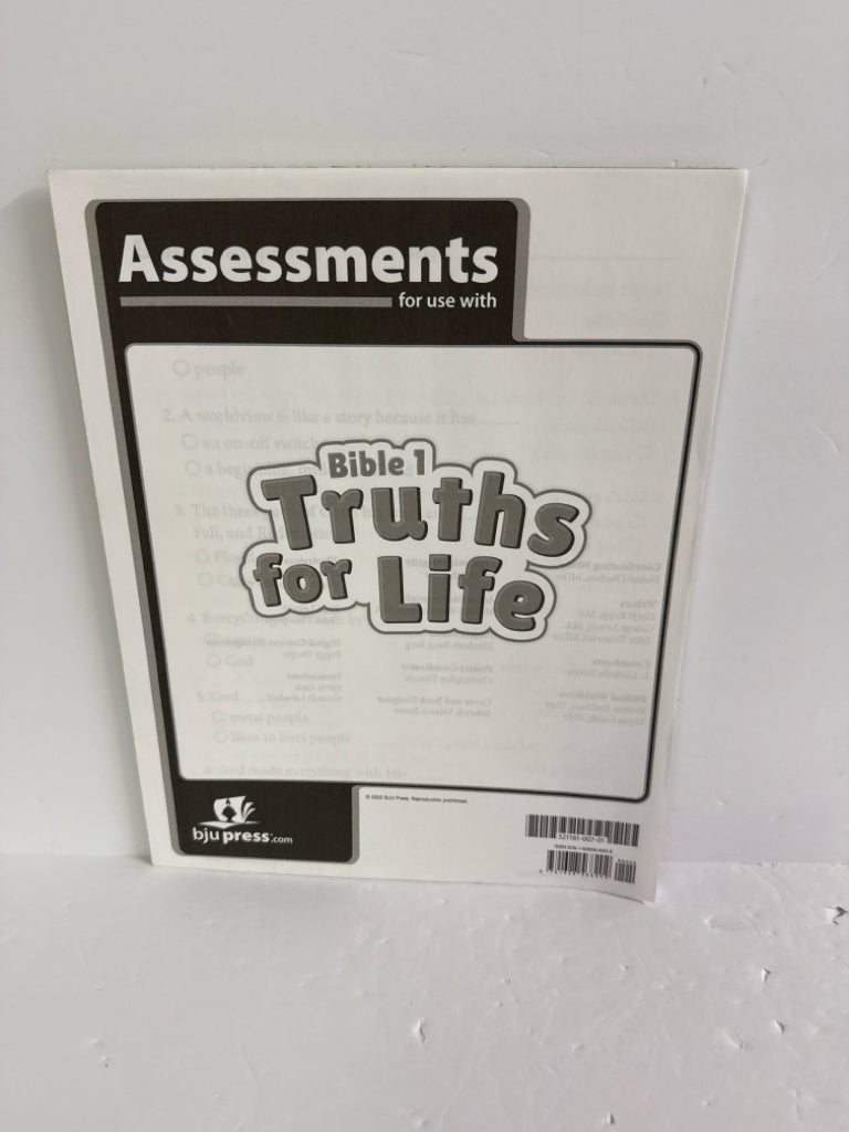 Bible 1 Truths for Life BJU Press Assessments Pre-Owned Bible Textbooks