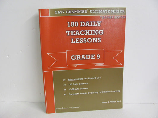 180 Daily Teaching Lessons Easy Grammar Phillips 9th Grade Language Textbooks