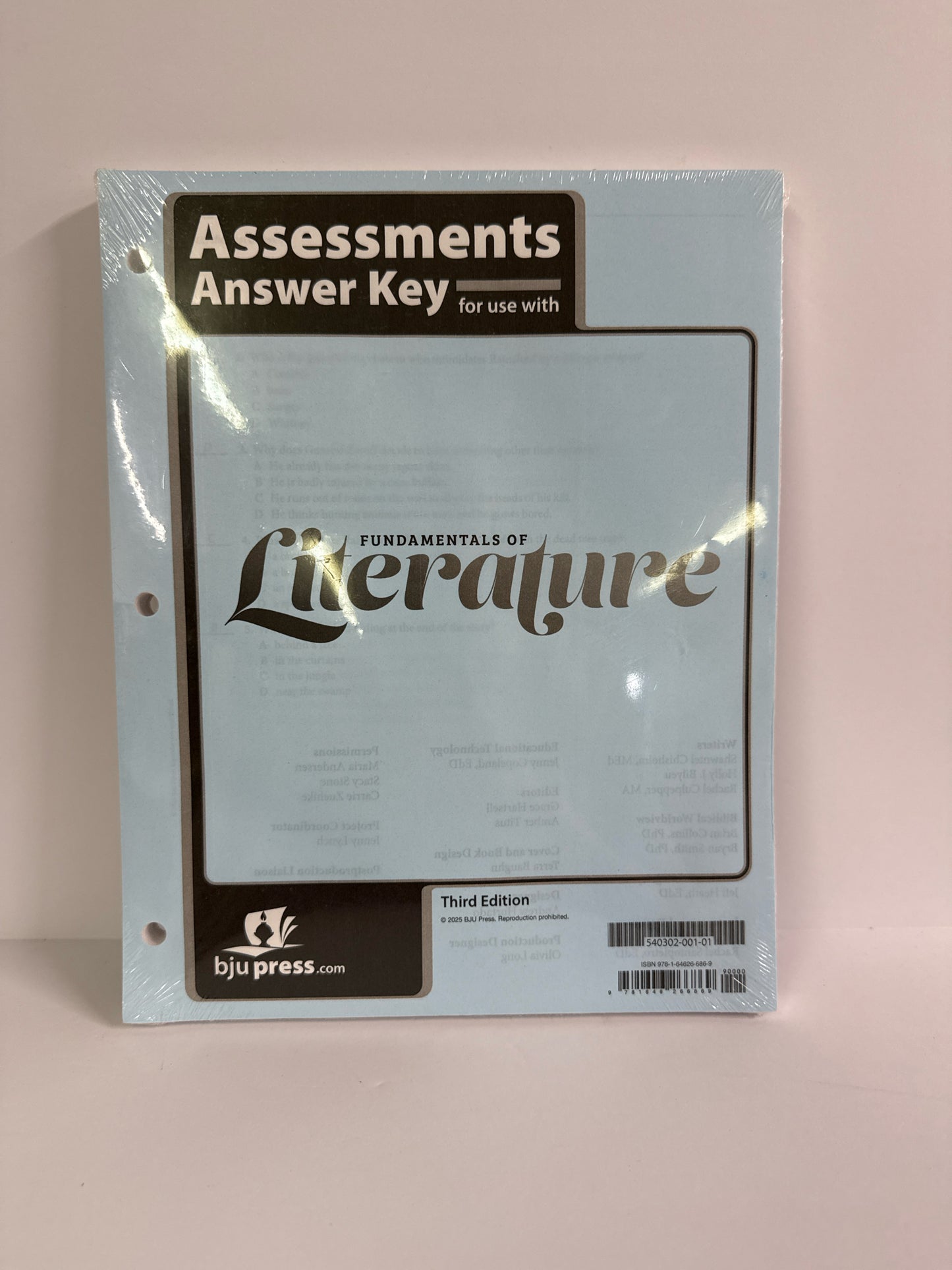 Fundamentals of Literature BJU Press Assessment Key Pre-Owned Literature