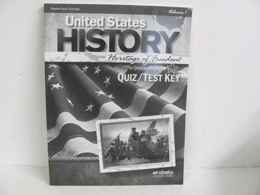 United States History Vol 1 Abeka Quiz/Test Key  Pre-Owned History Textbooks