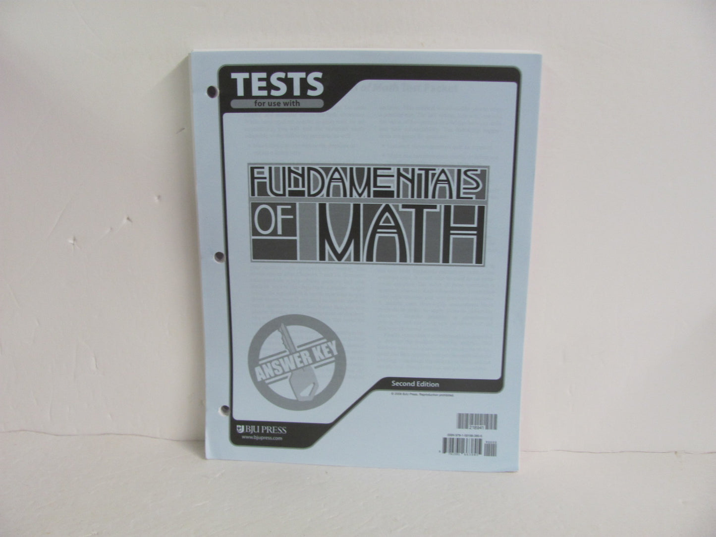 Fundamentals of Math BJU Press Test Key Pre-Owned Mathematics Textbooks