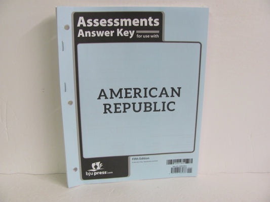 American Republic BJU Press Assessment Key  Pre-Owned History Textbooks