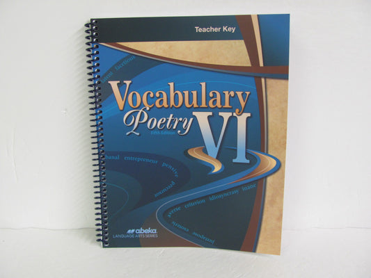 Vocabulary Poetry VI Abeka Teacher Key  Pre-Owned Spelling/Vocabulary Books