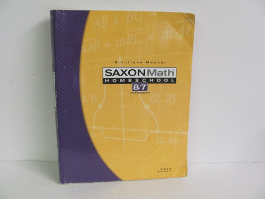 Math 87 Saxon Solutions Manual  Pre-Owned Hake 7th Grade Mathematics Textbooks