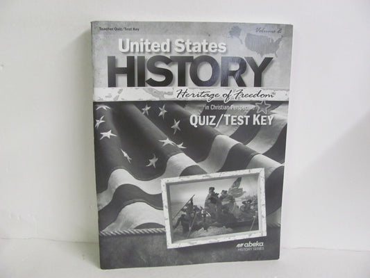 United States History Vol 2 Abeka Quiz/Test Key  Pre-Owned History Textbooks
