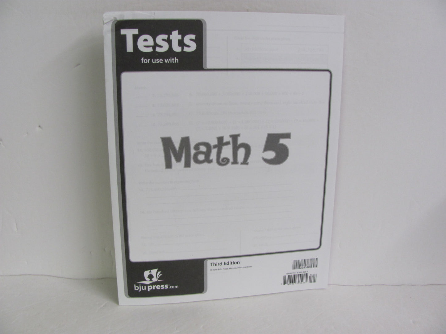 Math 5 BJU Press Tests Pre-Owned 5th Grade Mathematics Textbooks