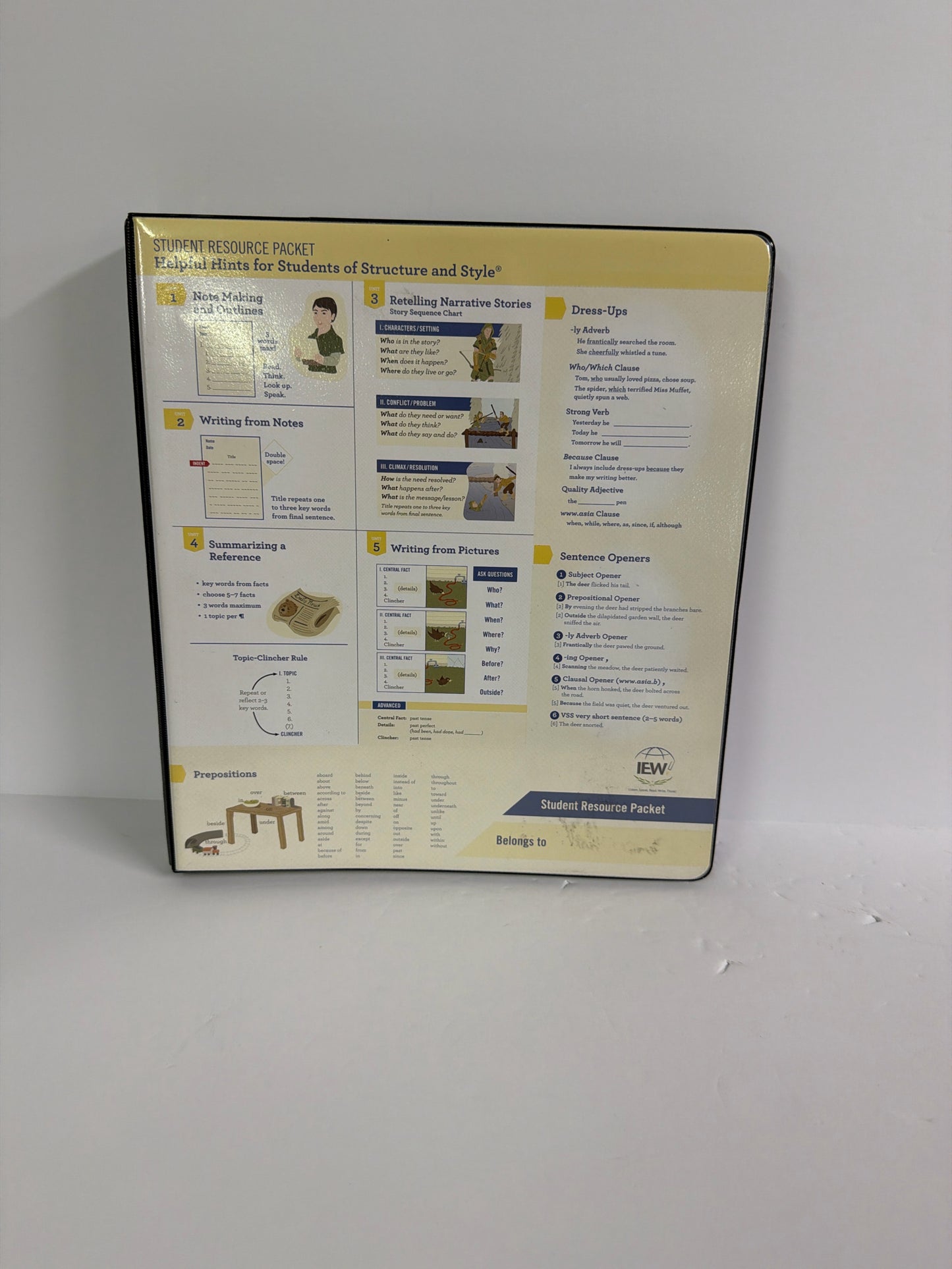 Student Resource Notebook IEW Notebook Pre-Owned IEW Writing Books