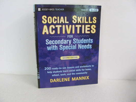 Social Skills Activities Jossey - Bass Pub Pre-Owned Mannix Educator Resources