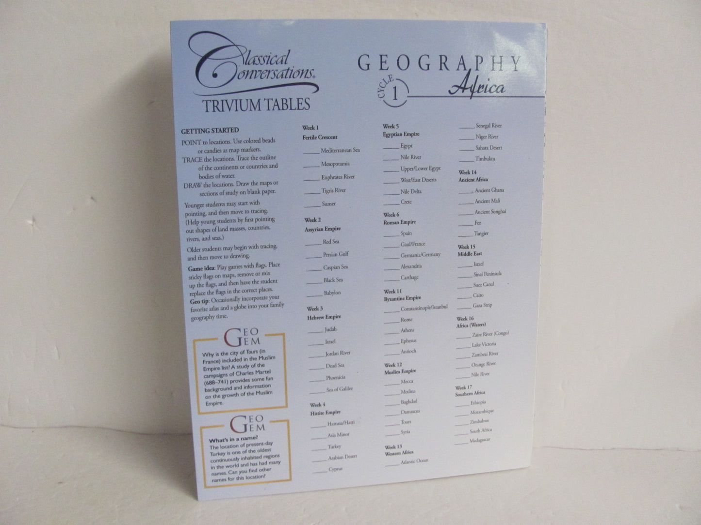 Geography Africa Trivium Tables Pamplet Pre-Owned Classical Conversations