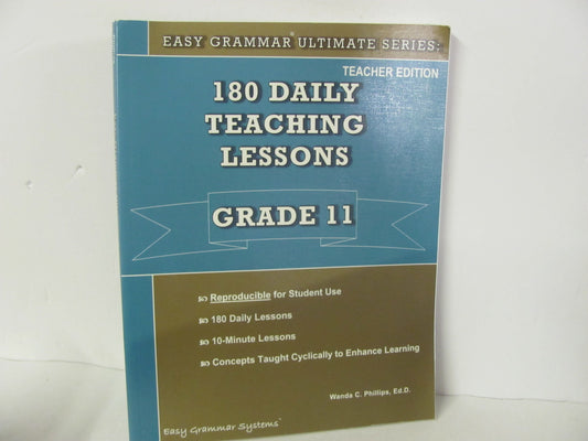 180 Daily Teaching Lessons Easy Grammar Phillips 11th Grade Language Textbooks