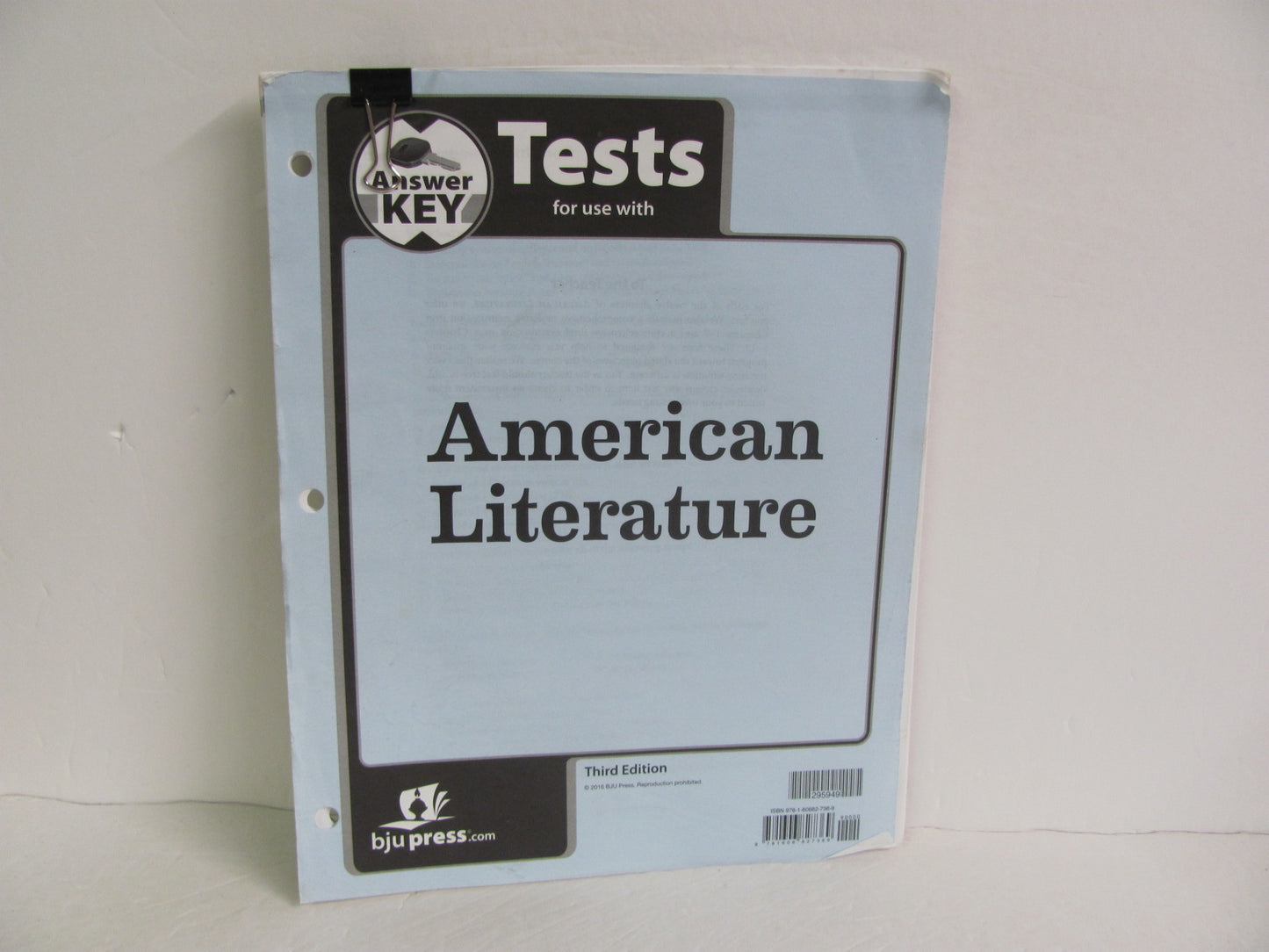 American Literature BJU Press Test Key Pre-Owned 11th Grade Reading Textbooks