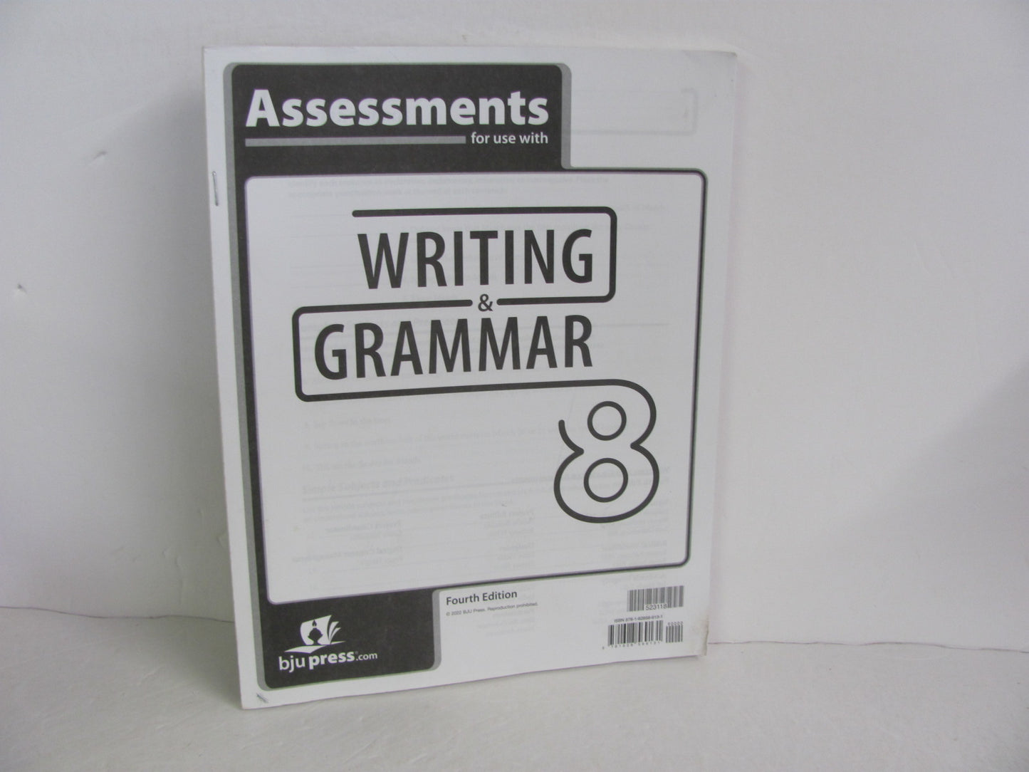 Writing & Grammar 8 BJU Press Assessments Pre-Owned Language Textbooks