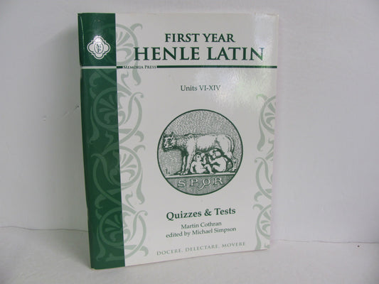 First Year Henle Latin Memoria Press Quizzes/Tests  Pre-Owned Latin Books