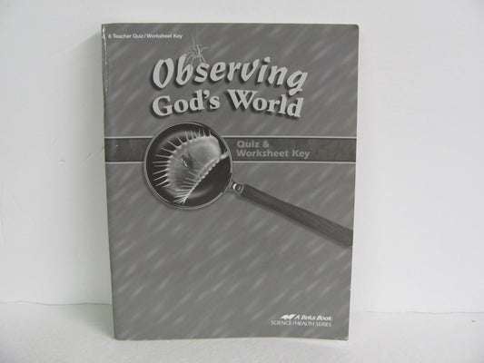Observing God's World Abeka Quiz/Worksheet Key  Pre-Owned Science Textbooks