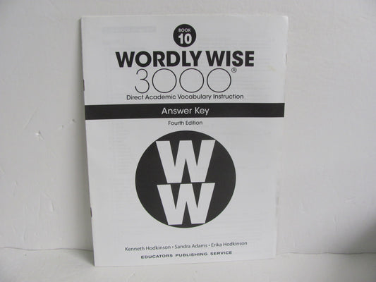 Wordly Wise 3000 Book 10 EPS Answer Key  Pre-Owned Spelling/Vocabulary Books