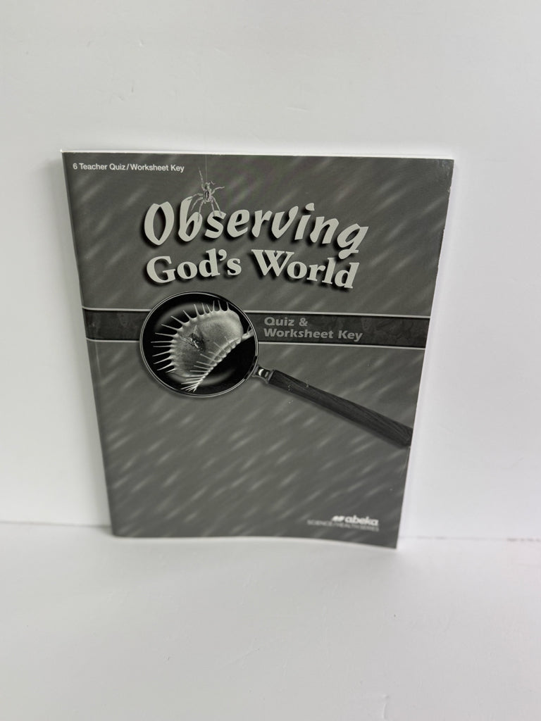 Observing God's World Abeka Quiz/Worksheet Key  Pre-Owned Science Textbooks