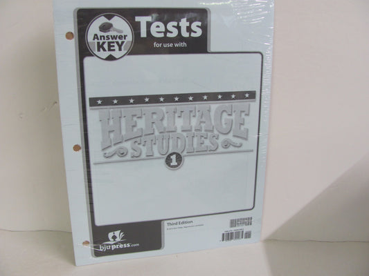 Heritage Studies 1 BJU Press Test Key Pre-Owned 1st Grade History Textbooks