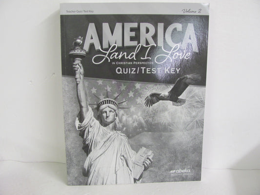 America Land I Love Volume 2 Abeka Quiz/Test Key  Pre-Owned History Textbooks