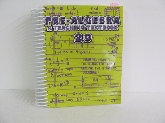 Pre Algebra 2.0 Teaching Textbook Student Book Pre-Owned Mathematics Textbooks