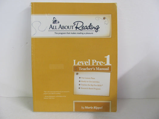 All About Reading Teacher Manual  Pre-Owned Rippel Preschool Reading Textbooks