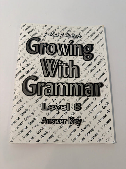 Growing with Grammar JacKris Answer Key  Pre-Owned Grammar Books