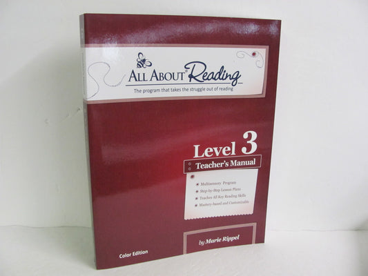 All About Reading Level 3 Teacher Edition  Pre-Owned Rippel Reading Textbooks