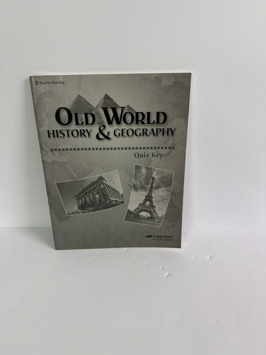 Old World History & Geography Abeka Quiz Key Pre-Owned History Textbooks