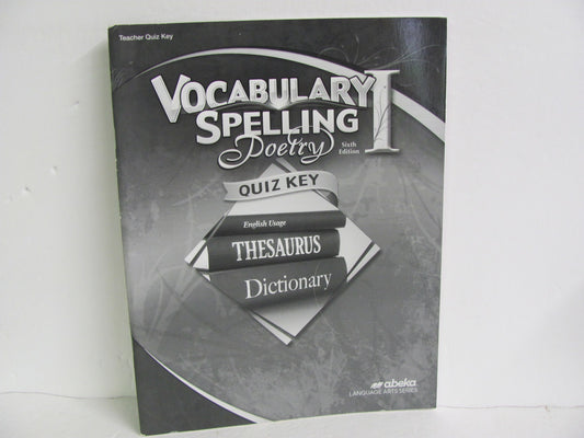 Vocabulary Spelling Poetry I Abeka Quiz Key Pre-Owned Spelling/Vocabulary Books