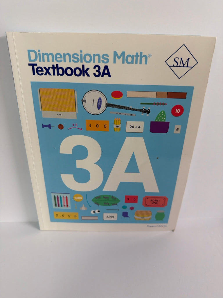 Dimensions Math 3A Singapore Textbook  Pre-Owned 3rd Grade Mathematics Textbooks