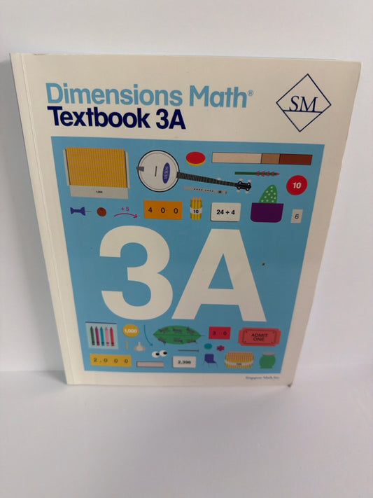 Dimensions Math 3A Singapore Textbook  Pre-Owned 3rd Grade Mathematics Textbooks