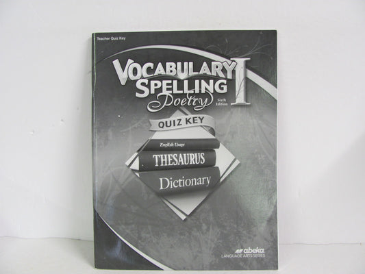 Vocabulary Spelling Poetry I Abeka Quiz Key Pre-Owned Language Textbooks