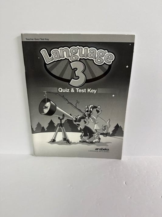Language 3 Abeka Quiz/Test Key  Pre-Owned 3rd Grade Language Textbooks