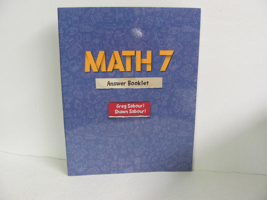 Math 7 Teaching Textbook Answer Key  Pre-Owned Sabouri Mathematics Textbooks