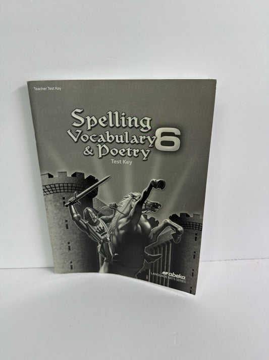 Spelling Vocabulary & Poetry 6 Abeka Test Key Pre-Owned Language Textbooks