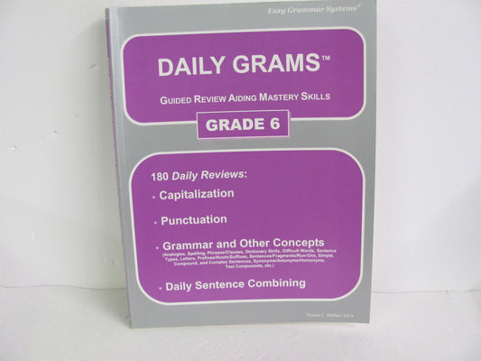 Daily Grams 6 Easy Grammar Student Book Pre-Owned Phillips Language Textbooks