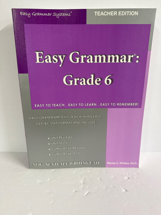 Easy Grammar 6 Easy Grammar Teacher Edition  Pre-Owned Language Textbooks
