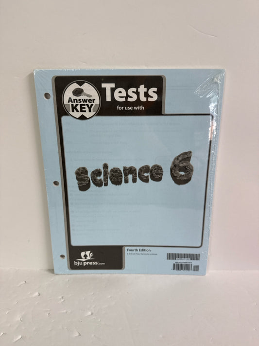 Science 6 BJU Press Test Key Pre-Owned 6th Grade Science Textbooks
