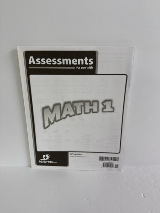 Math 1 BJU Press Assessments  Pre-Owned 1st Grade Mathematics Textbooks