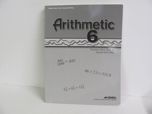 Arithmetic 6 Abeka Quiz/Test Key  Pre-Owned 6th Grade Mathematics Textbooks