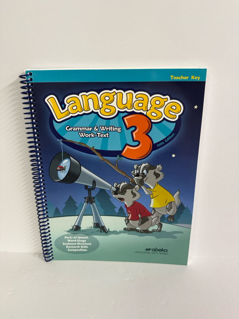 Language 3 Abeka Teacher Key  Pre-Owned 3rd Grade Language Textbooks
