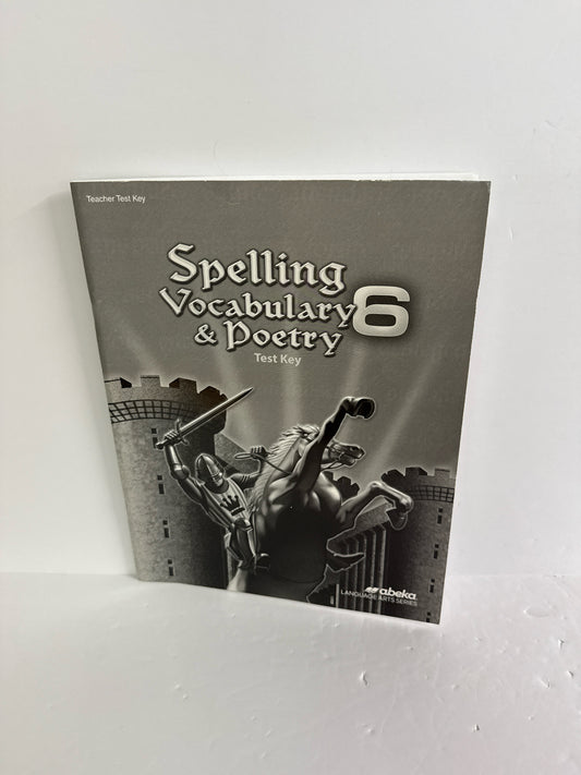 Spelling Vocabulary & Poetry 6 Abeka Test Key Pre-Owned Language Textbooks