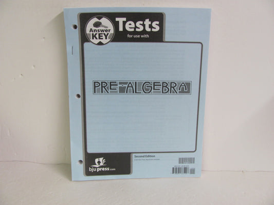Pre Algebra BJU Press Test Key Pre-Owned High School Mathematics Textbooks