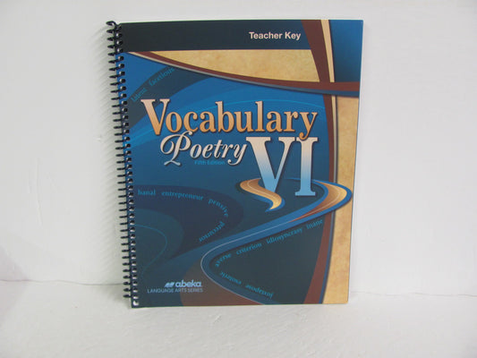 Vocabulary Poetry VI Abeka Teacher Key  Pre-Owned Spelling/Vocabulary Books