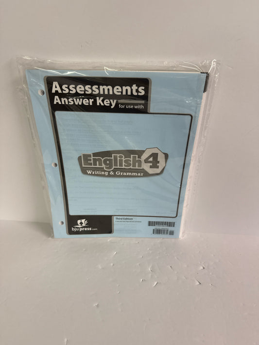 English 4 BJU Press Assessment Key  Pre-Owned 4th Grade Language Textbooks