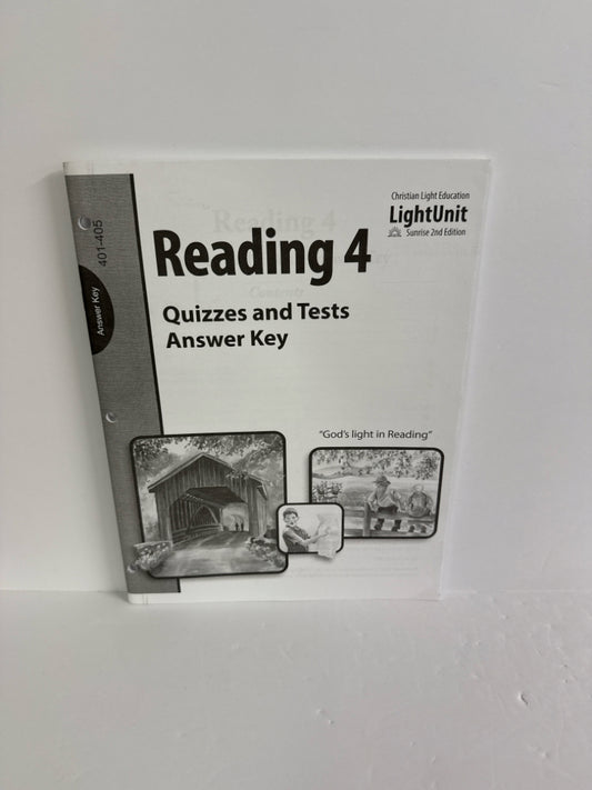 Reading 4 Christian Light Answer Key  Pre-Owned 4th Grade Reading Textbooks