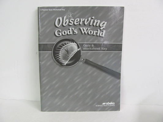 Observing God's World Abeka Quiz/Worksheet Key  Pre-Owned Science Textbooks
