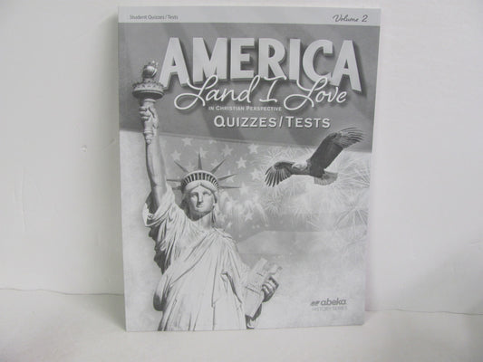 America Land I Love Volume 2 Abeka Quizzes/Tests  Pre-Owned History Textbooks