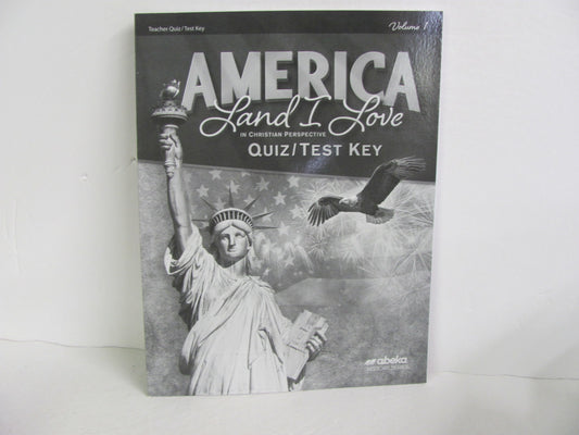 America Land I Love Volume 1 Abeka Quiz/Test Key  Pre-Owned History Textbooks